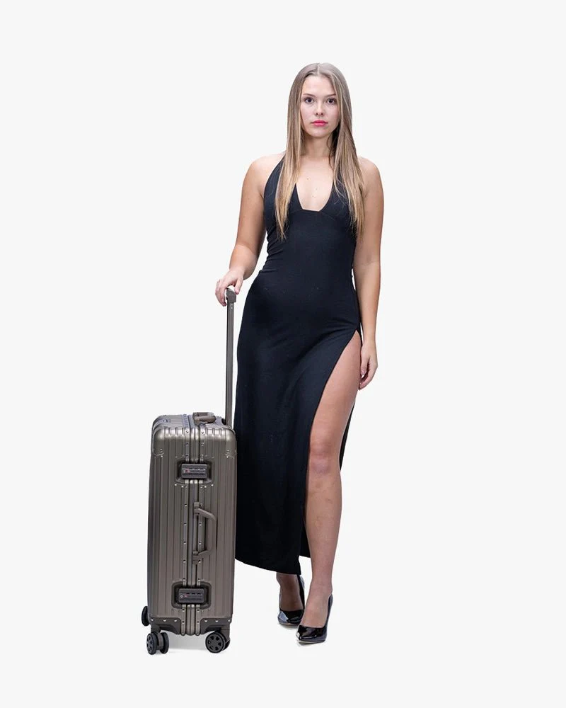 Golden Aluminum Luggage | 24 inch & Matte | Arrow Logo - Image 7