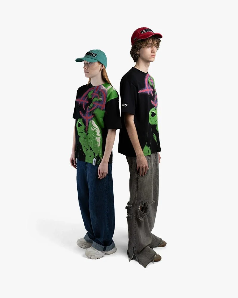 Black Oversize Tee | Bold Alien Focusing Graphic - Image 5