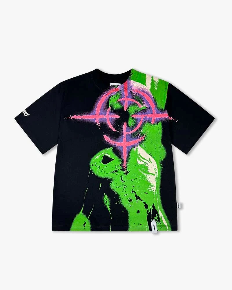Black Oversize Tee | Bold Alien Focusing Graphic - Image 6
