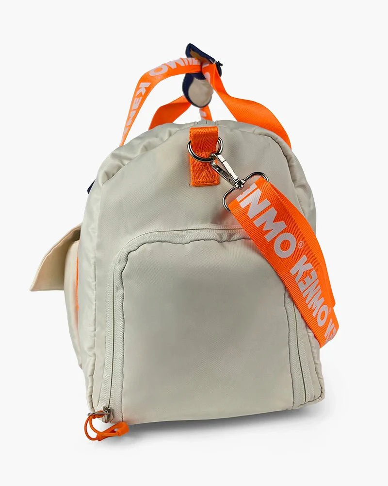 Beige Duffel Bag | Kenmo Logo On Strap & Front Pocket - Image 4