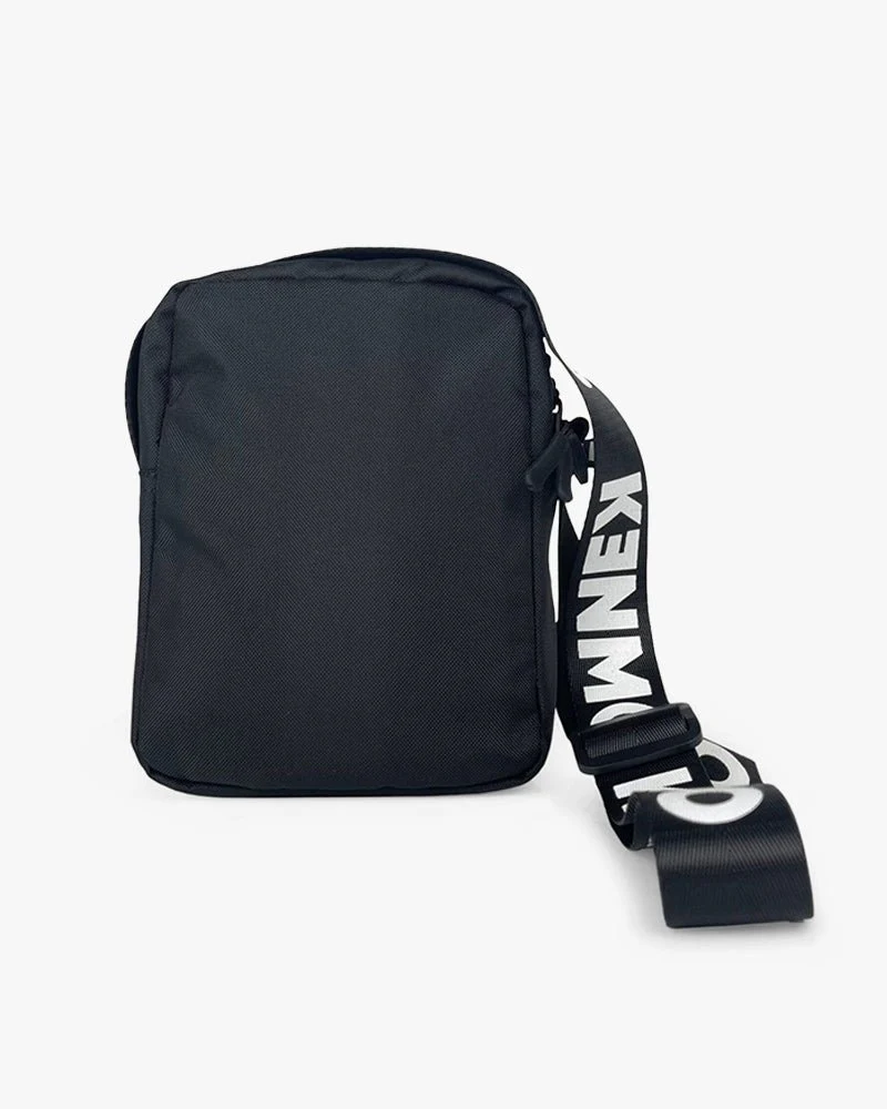 Black Crossbody Bag | Messenger Bag With Logo On Strap - Image 3