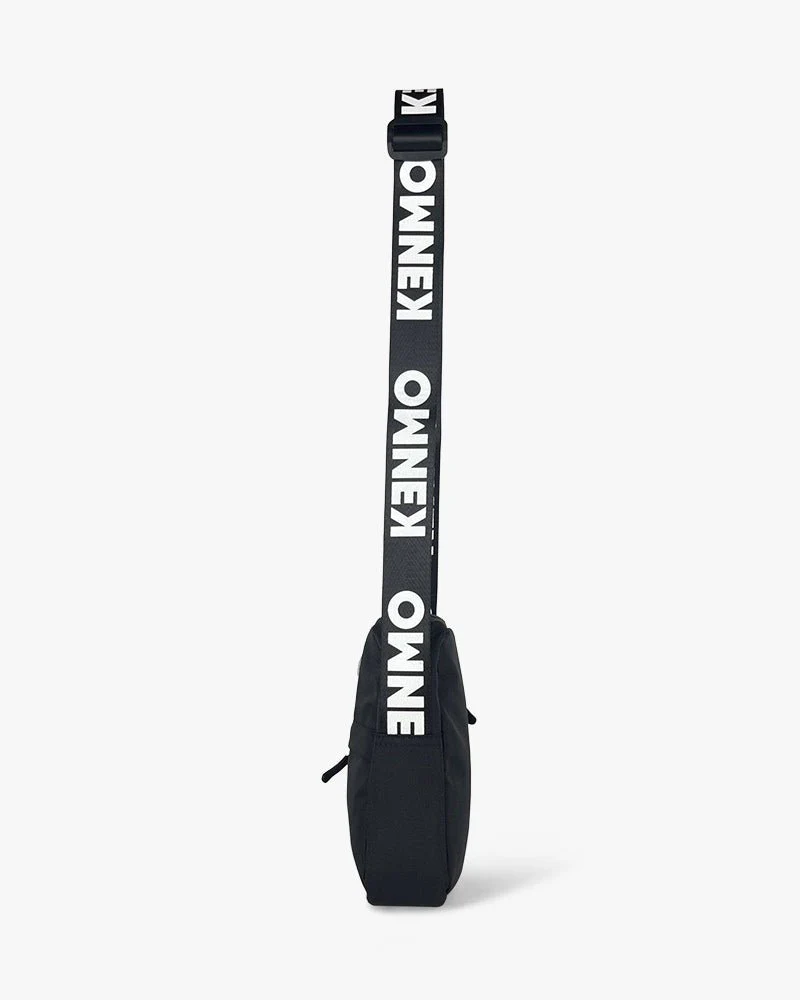 Black Crossbody Bag | Messenger Bag With Logo On Strap - Image 4