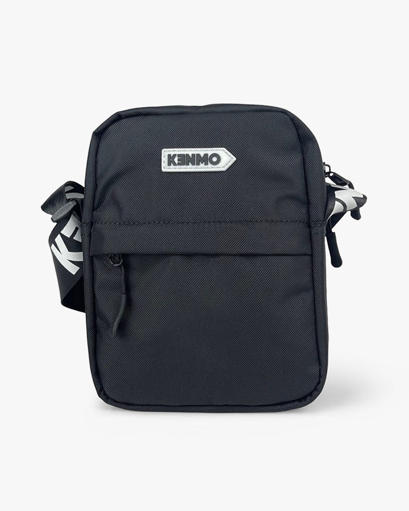 Black Crossbody Bag | Messenger Bag With Logo On Strap - Image 7