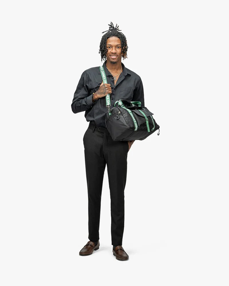 Black Duffel Bag | Kenmo Logo On Strap & Front Pocket - Image 6