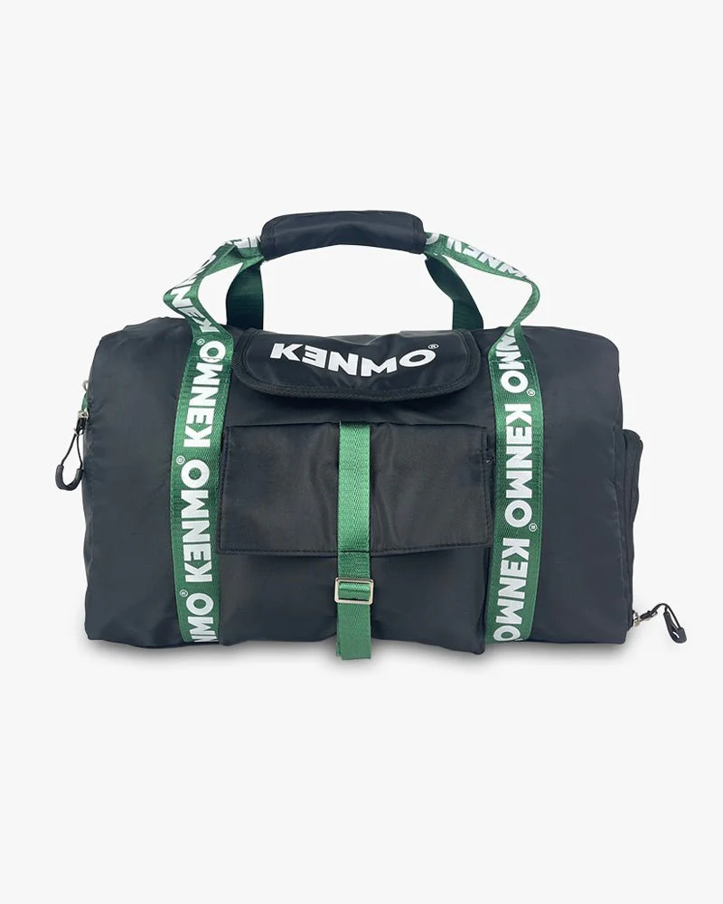 Black Duffel Bag | Kenmo Logo On Strap & Front Pocket - Image 7