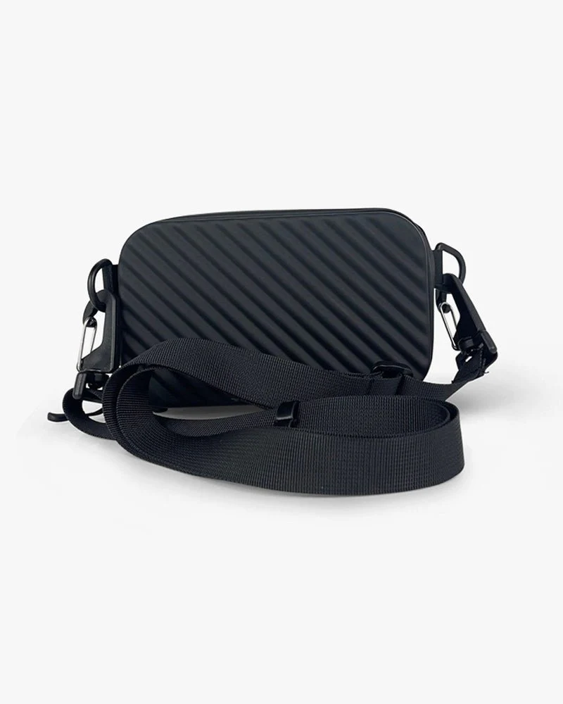 Black Messenger Bag | Plastic Rigid Crossbody Bag - Image 3