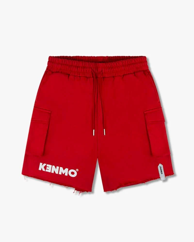 Red Cargo Shorts | Large Side Pocket With Kenmo Logo - Image 5