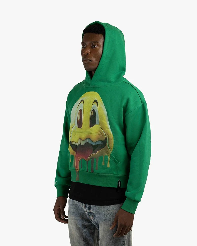 Green Cropped Hoodie | Duck Cartoon Face Graphic - Image 2