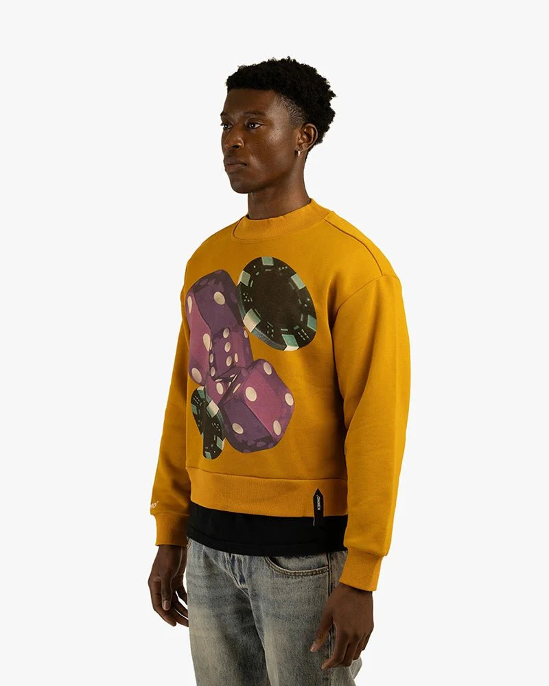 Yellow Cropped Sweatshirt | Bold Dyes Graphic - Image 2