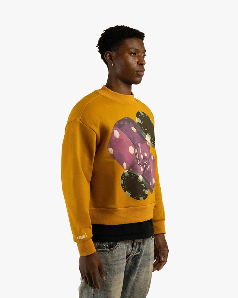 Yellow Cropped Sweatshirt | Bold Dyes Graphic - Image 3