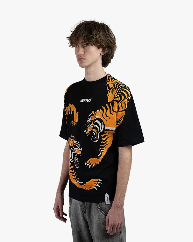 Black Oversize Tee | Logo With Bold Tiger Graphics - Image 3