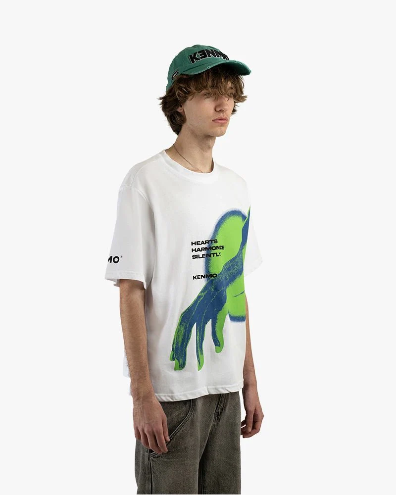 White Oversize Tee | Hand From The Cloud Graphic - Image 3