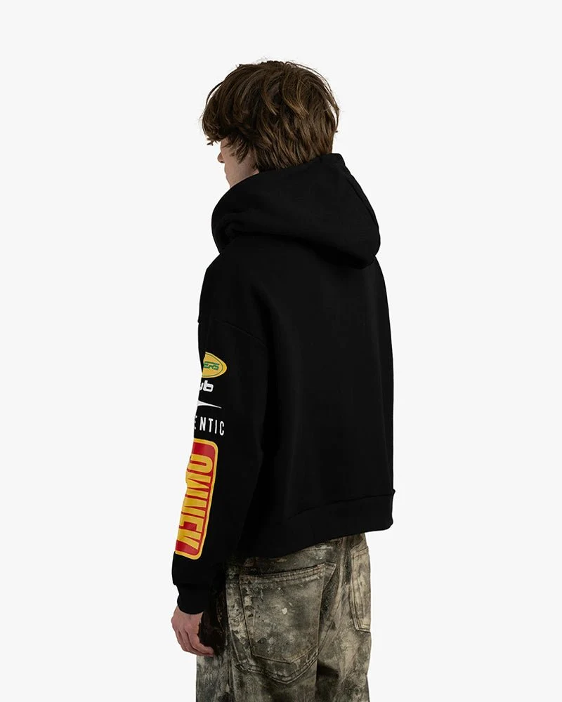 Black Cropped Zip-Up Hoodie | Racing Club Graphics - Image 3