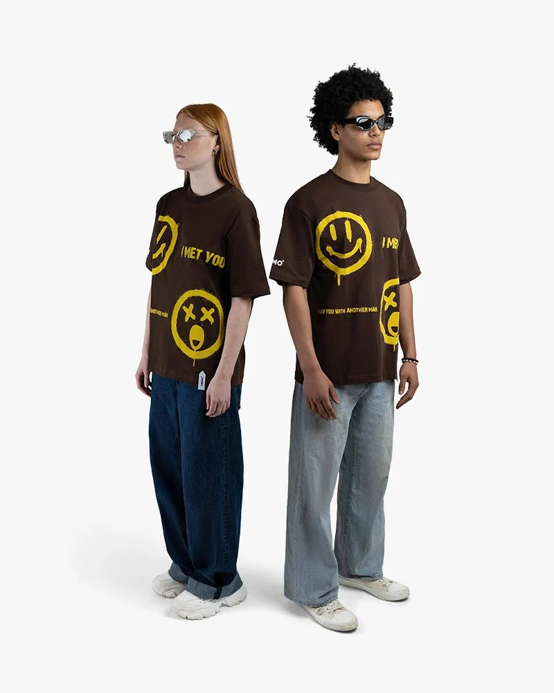 Brown Oversize Tee | Reaction Emoji Graphics - Image 5