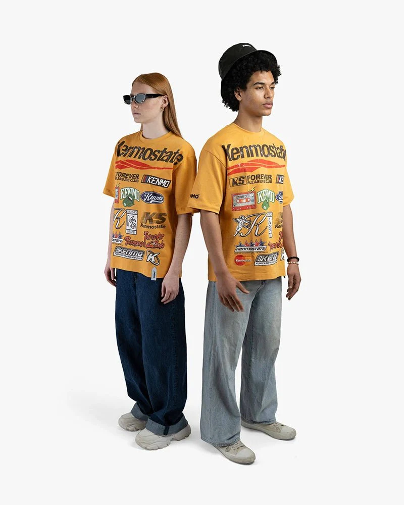 Yellow Oversize Tee | Kenmostate Patches Graphic - Image 5