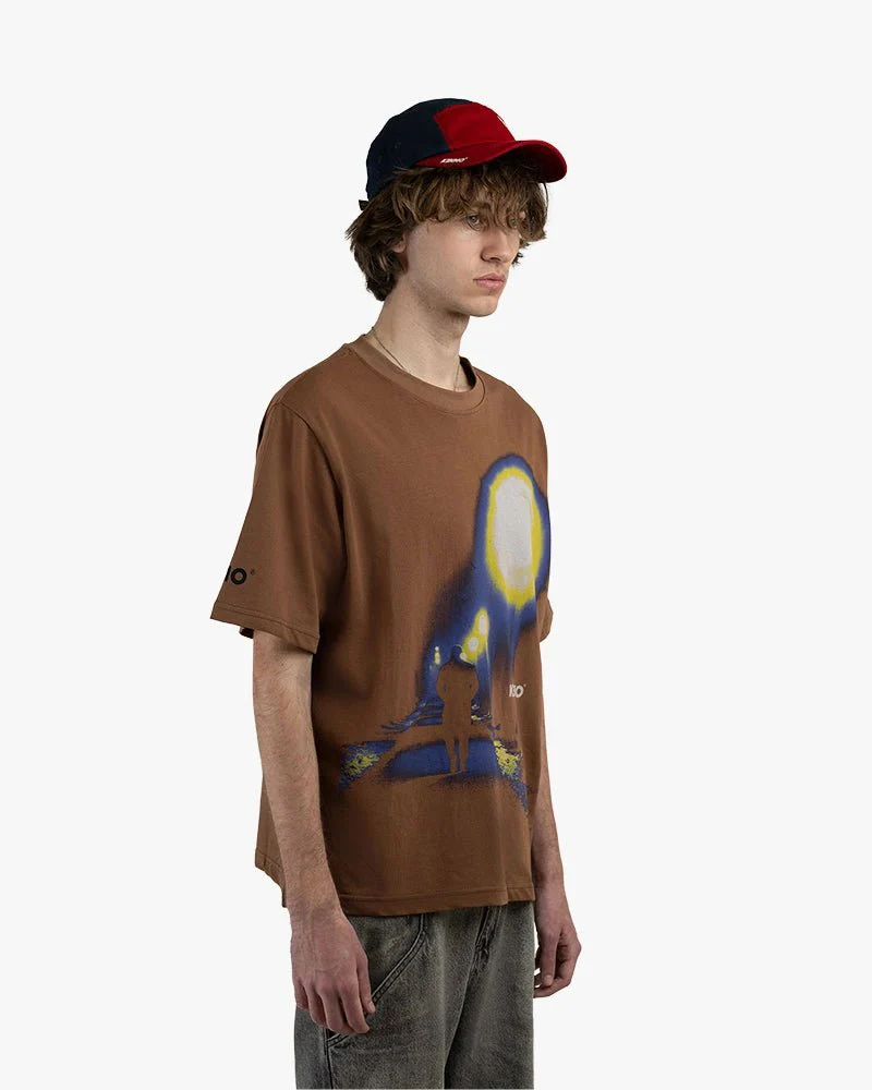 Brown Oversize Tee | Man In Lonely Street Graphic - Image 3