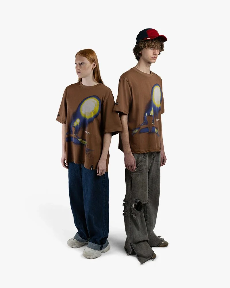Brown Oversize Tee | Man In Lonely Street Graphic - Image 5