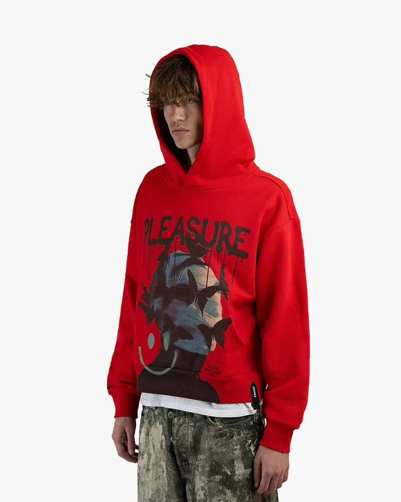 Red Cropped Hoodie | Pleasure Head Graphic - Image 2