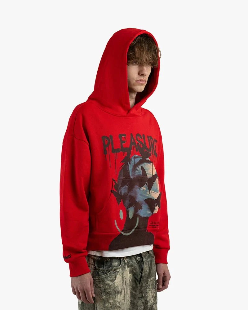 Red Cropped Hoodie | Pleasure Head Graphic - Image 3