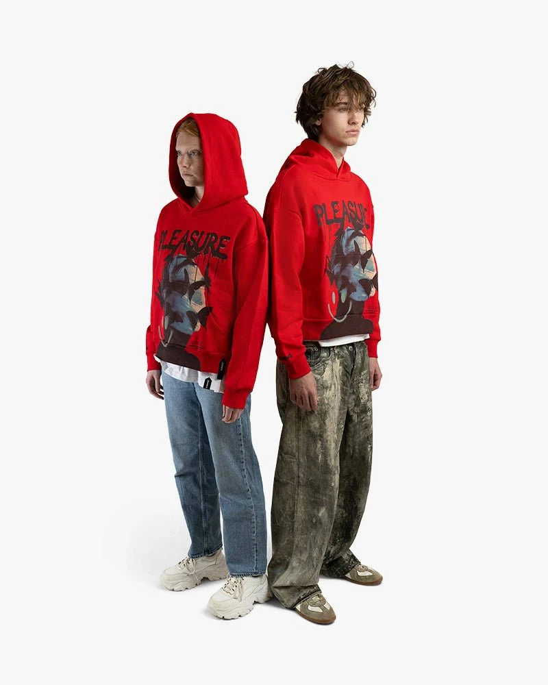 Red Cropped Hoodie | Pleasure Head Graphic - Image 5