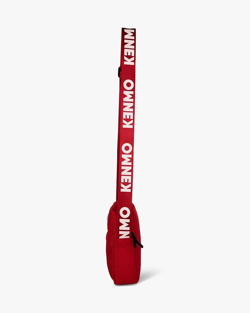 Red Messenger Bag | Crossbody Bag With Logo On Strap - Image 3