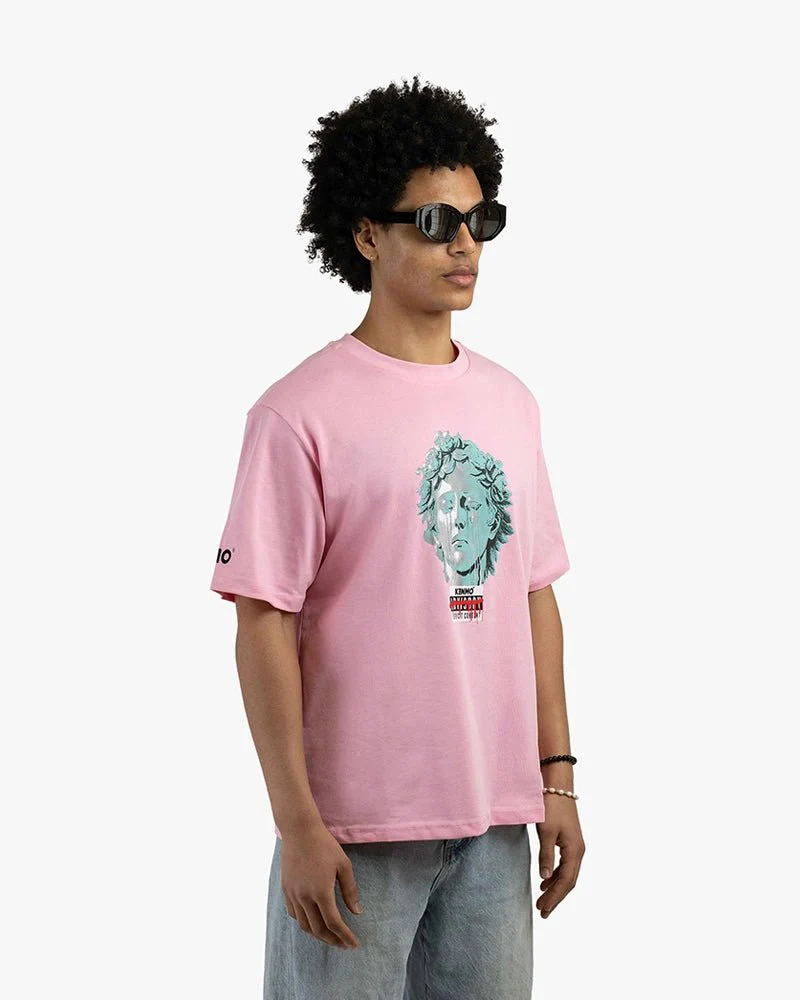 Pink Oversize Tee | Statue Head With Tears Graphic - Image 3