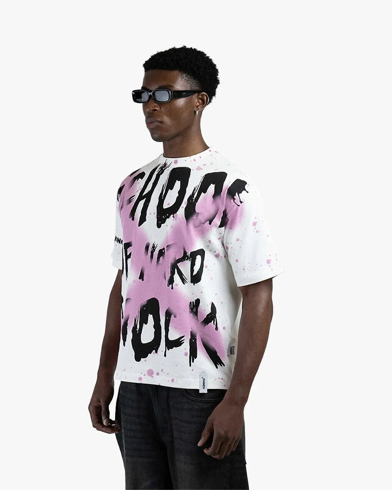 White Oversize Tee | School Of Hard knock Graphic - Image 3