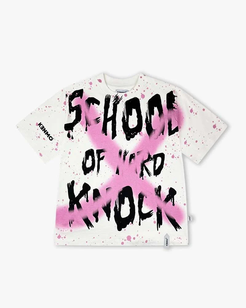 White Oversize Tee | School Of Hard knock Graphic - Image 6