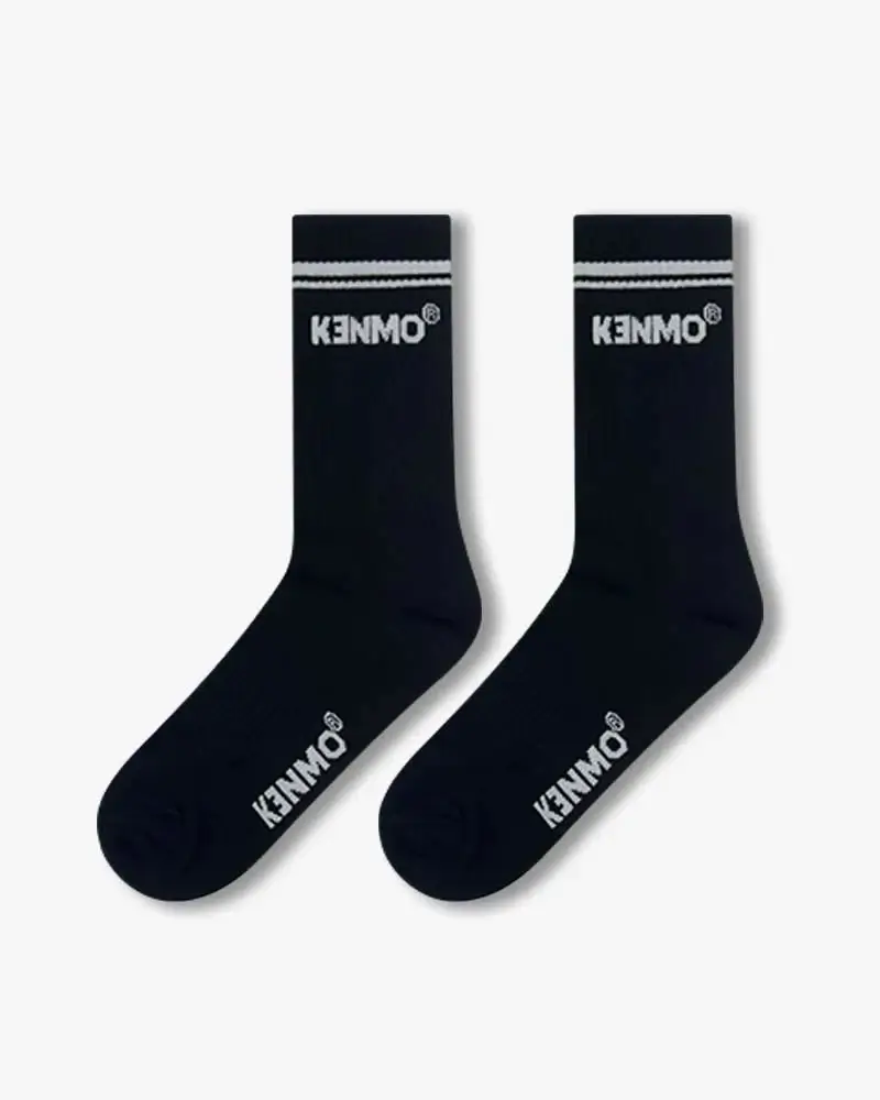 Black Signature Socks | Two-Line Cuff with Kenmo Logo Style - Image 2