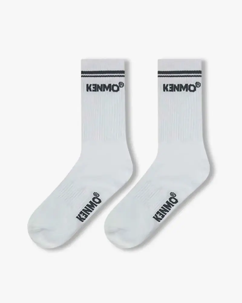 White Signature Socks | Two Lines With Logo On Cuff - Image 2
