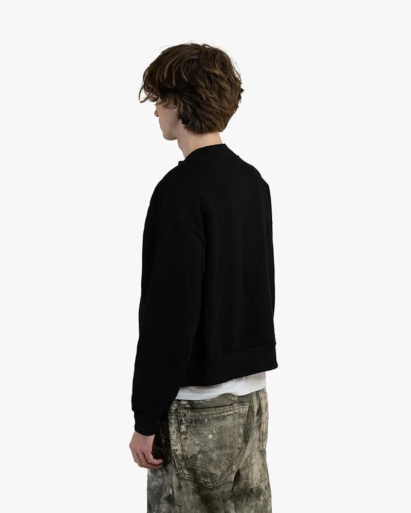 Black Cropped Sweatshirt | Silent Cyborg Graphic - Image 4