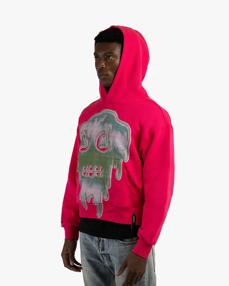 Pink Cropped Hoodie | Dripping Slime Head Graphic - Image 2