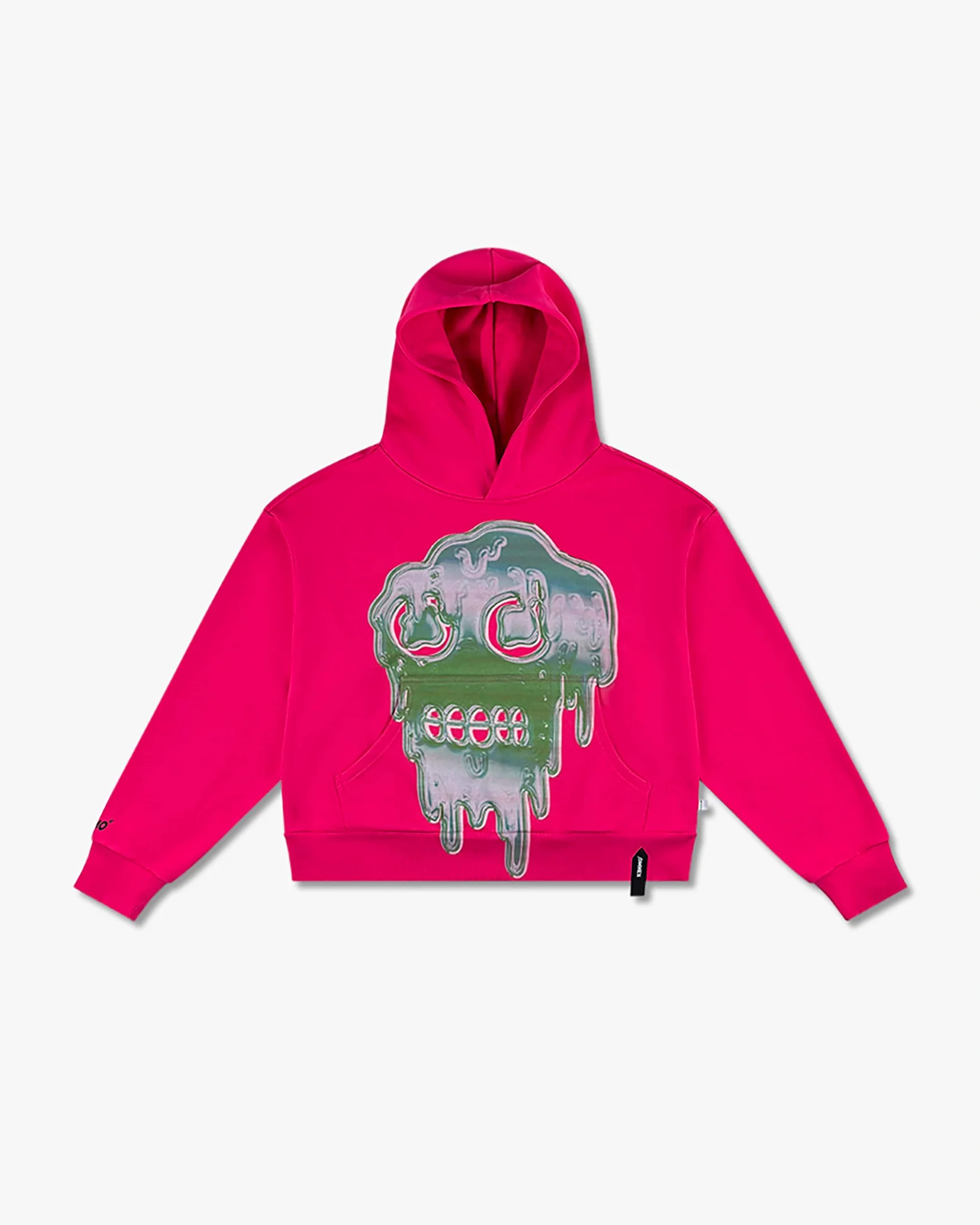 Pink Cropped Hoodie | Dripping Slime Head Graphic - Image 6