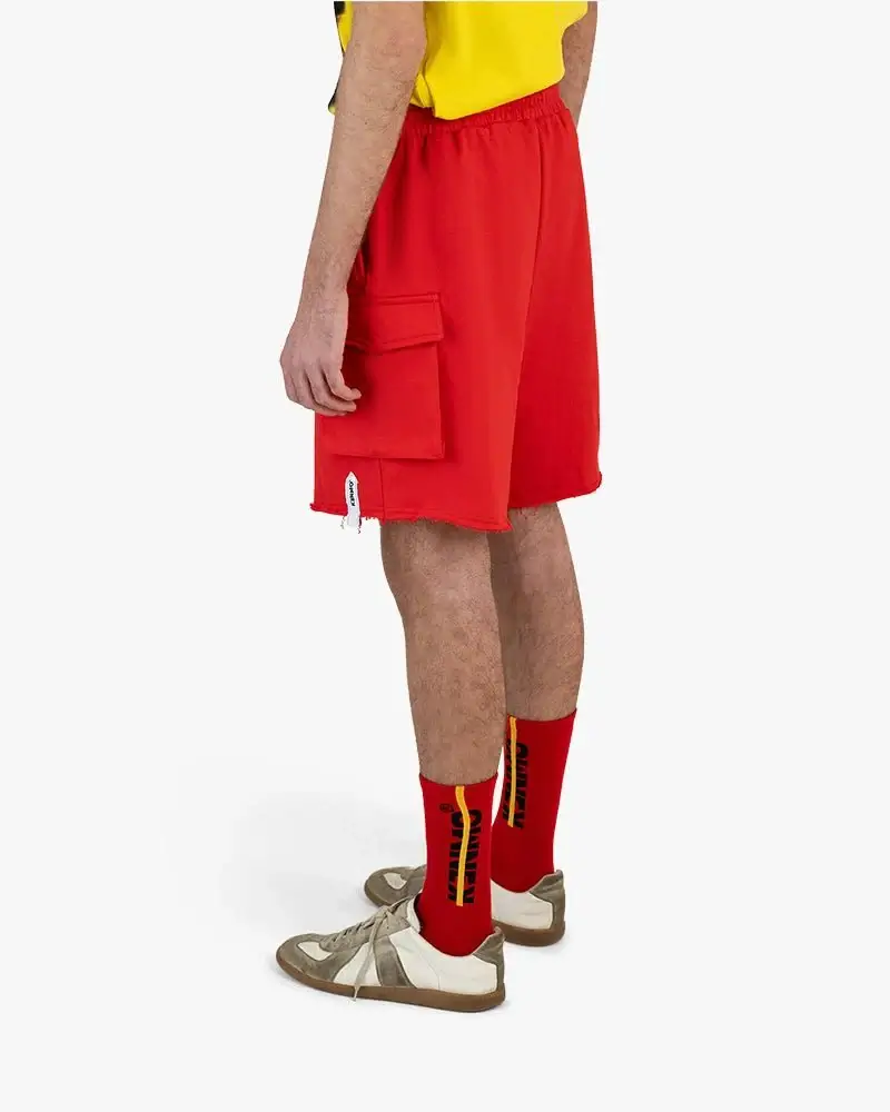 Red Crew Socks | Vertical Logo With Yellow Strikethrough - Image 3