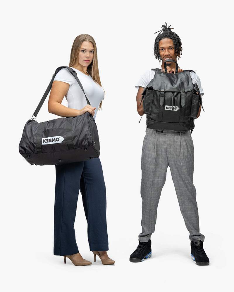 Black Duffel Bag | Kenmo Arrow Logo On Front - Image 6