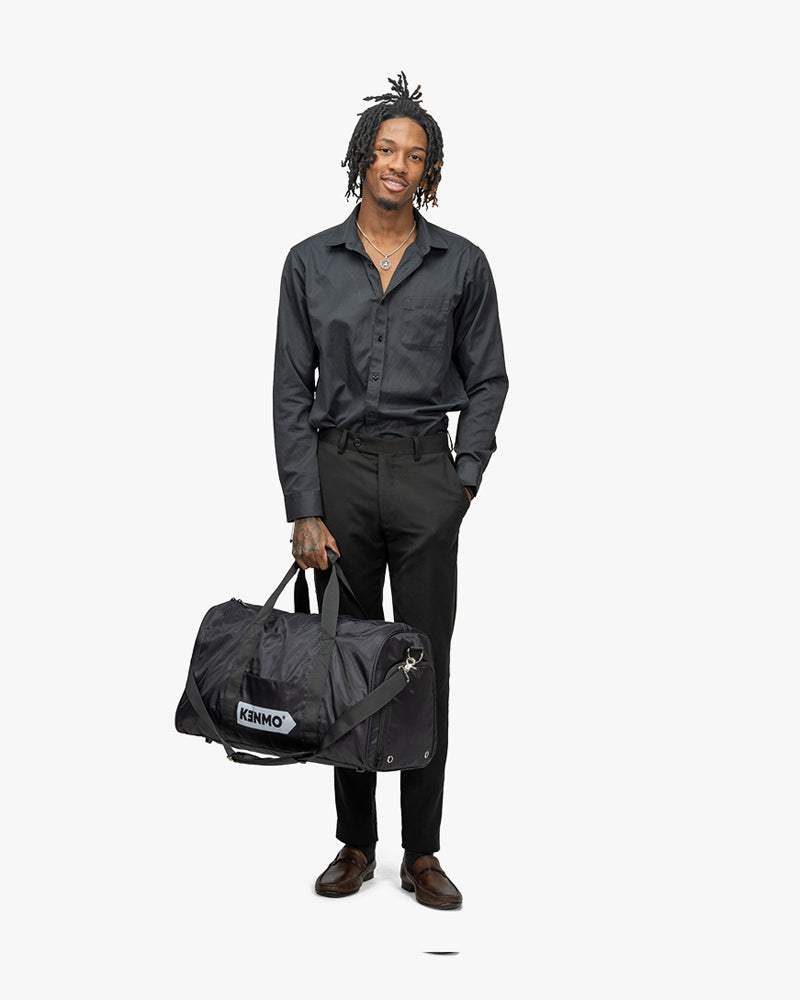 Black Duffel Bag | Kenmo Arrow Logo On Front - Image 7