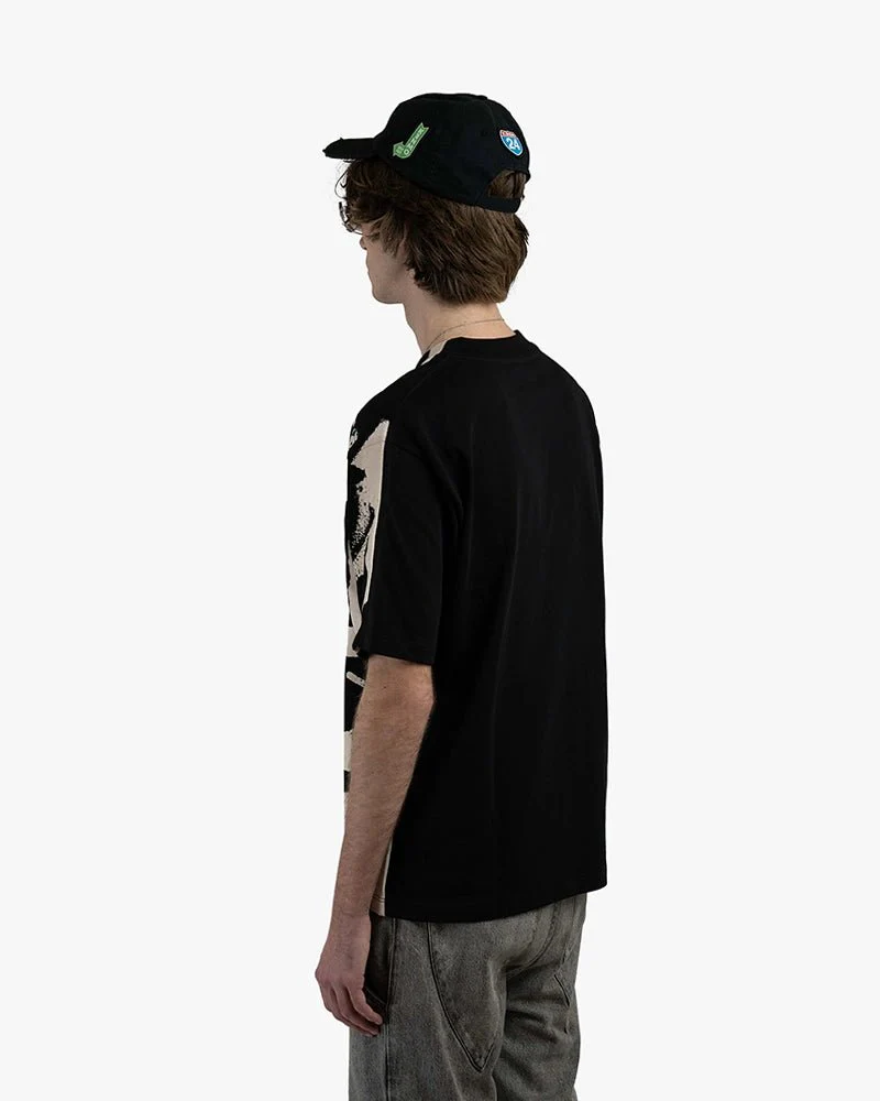 Black Oversize Tee | Bold Tagging Lines Graphics - Image 4