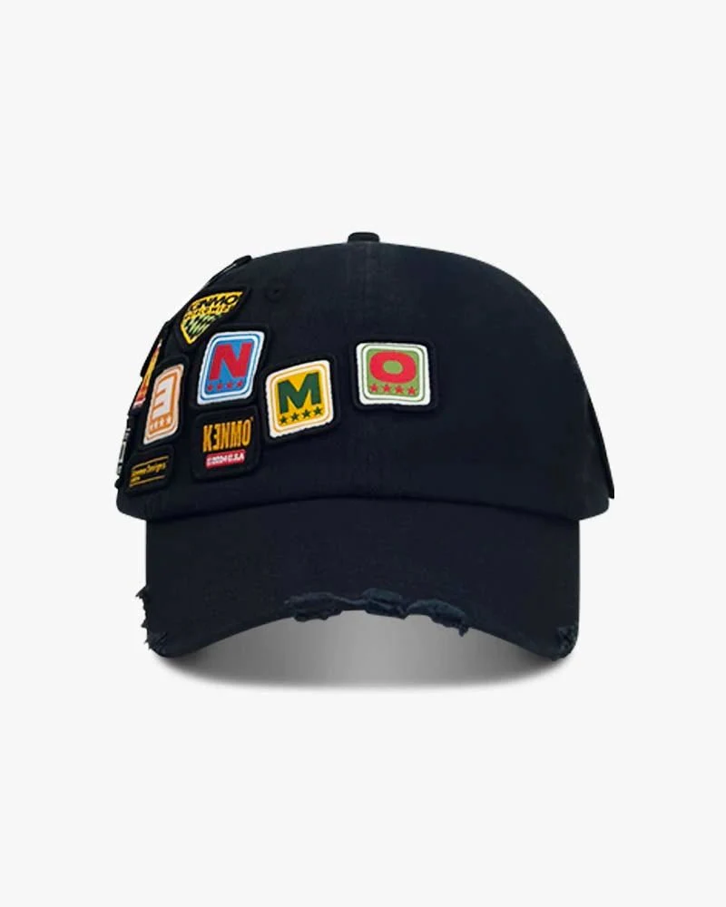 Black Baseball Cap | Washed With Kenmo Patches - Image 5