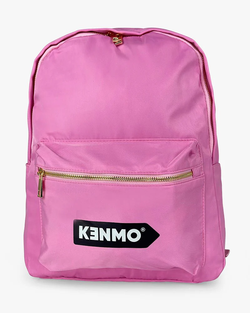 Pink Waterproof Backpack | Kenmo Arrow Logo On Front - Image 6