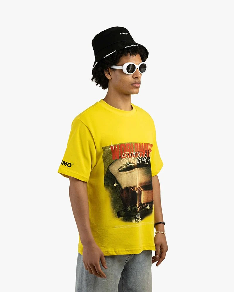 Yellow Oversize Tee | Bold Worldwide Graphic - Image 3